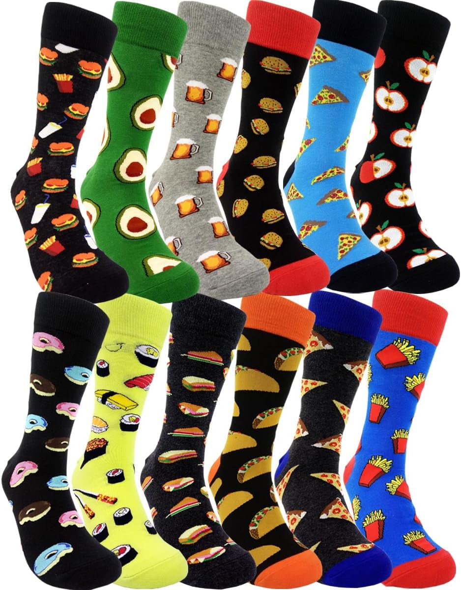 Mens Funny Pattern Dress Socks Crazy Design Cotton Socks Novelty Gifts for Men