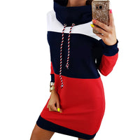 Thumbnail for Women Turtleneck Long Sleeve Hooded Sweatshirt Dress