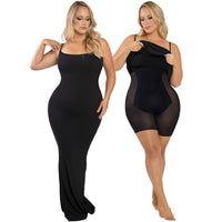 Thumbnail for Women's Shapewear Dress Jumpsuit Tummy Tuck Lift Corset Open Crotch Suspender Tight Long Skirt Chest Pad Bodysuit Dress