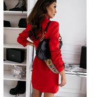 Thumbnail for Long Sleeve With Belt Color Dress And Coat Women's Clothing