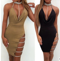 Thumbnail for Bandage Bodycon Chocker Deep V Neck Sleeveless Dress