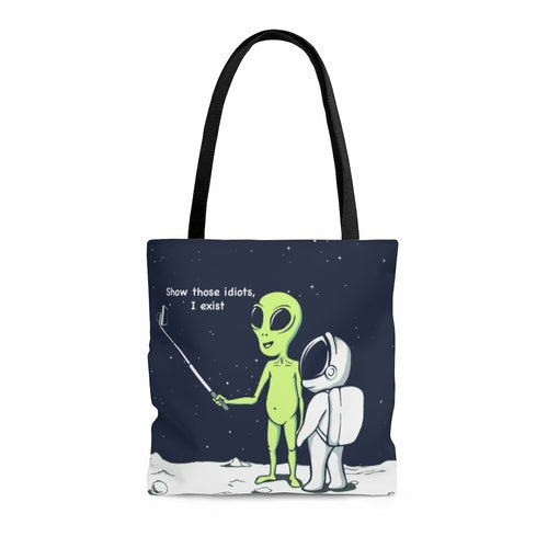 Funny Alien, Show Those Idiots I Exist Tote BagFunny Alien Show Those Idiots I Exist Everyday practical high quality Tote Bag.  Comfortable with style ideal for the beach or out in town. Made from reliable materiHandbagsEXPRESS WOMEN'S FASHIONYellow PandoraFunny Alien, Show