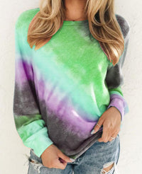 Thumbnail for Fashion Tie Dye Rainbow Casual Long Sleeve T-shirt for Women