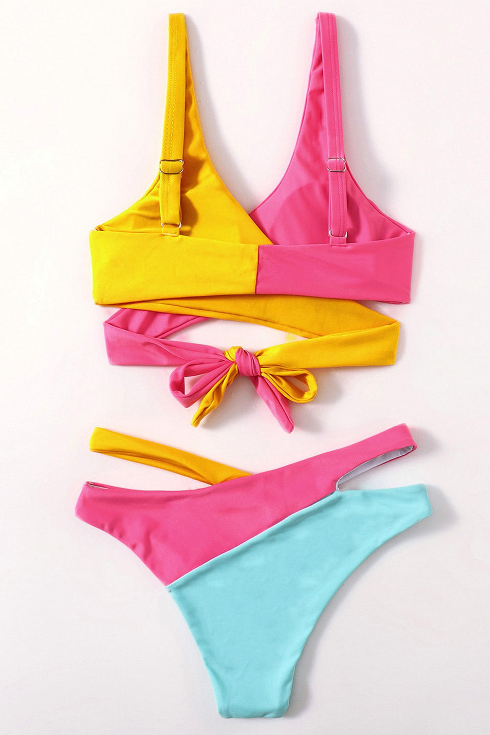 Color Block Patchwork Bandage Bikini