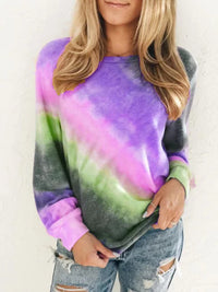 Thumbnail for Fashion Tie Dye Rainbow Casual Long Sleeve T-shirt for Women