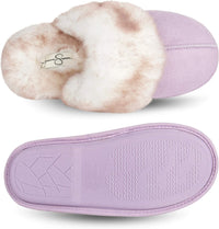 Thumbnail for Women'S Comfy Faux Fur House Slipper Scuff Memory Foam Slip on Anti-Skid Sole