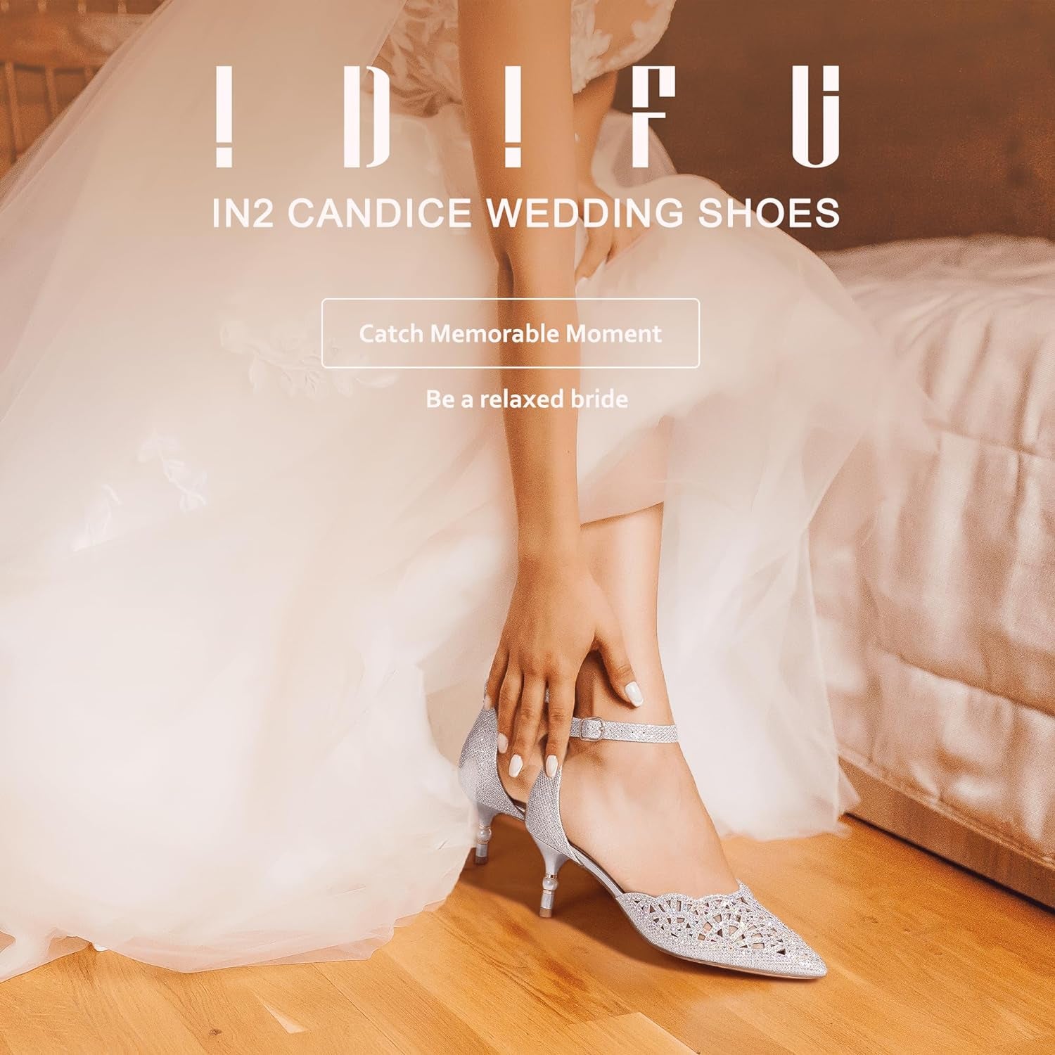 Women'S IN2 Candice Wedding Rhinestones Sequins Low Kitten Heels Pumps Dress Evening Shoes for Women Bridal Bride