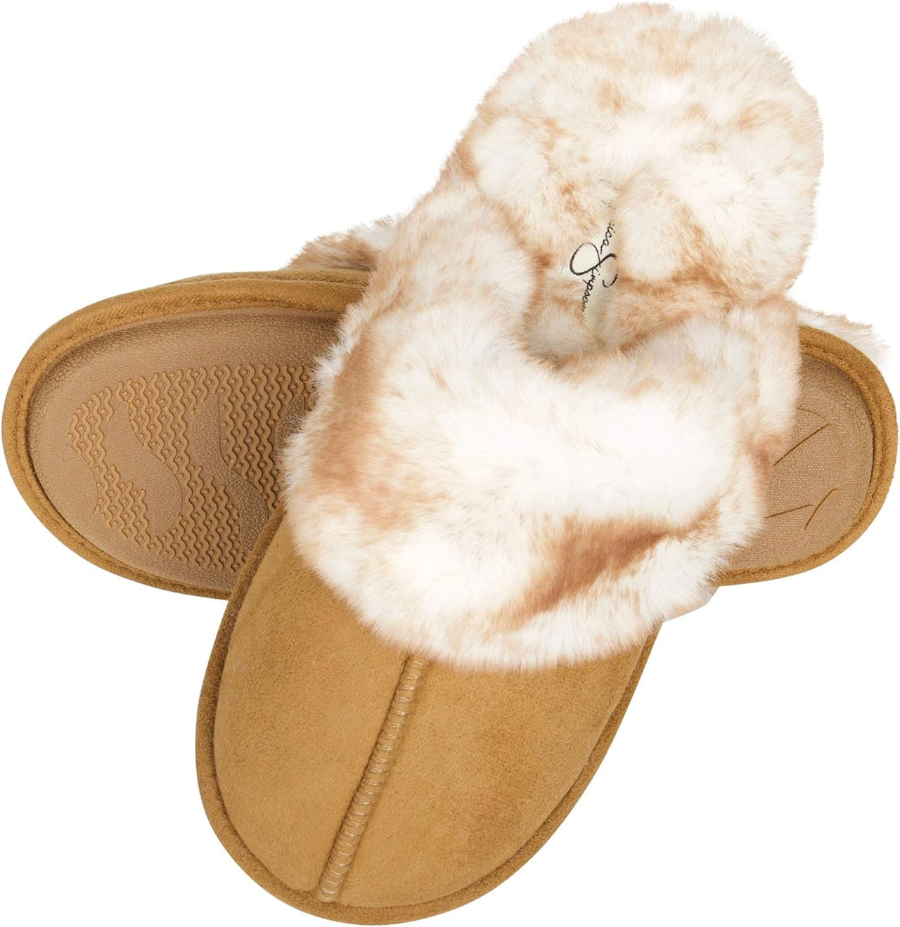 Women'S Comfy Faux Fur House Slipper Scuff Memory Foam Slip on Anti-Skid Sole