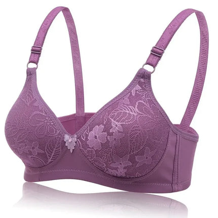 Push up Bra for Women Sexy Seamless Underwear plus Size Flower Embroidery Wireless Bralette Pink Gathered Female Solid Brassiere