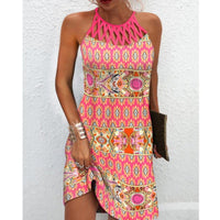 Thumbnail for Fashion Print Dress Casual Halterneck Dresses For Women Summer Clothes