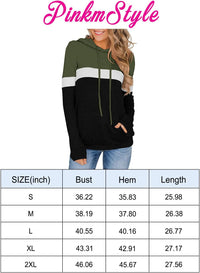 Thumbnail for Women'S Casual Color Block Hoodies Tops Long Sleeve Drawstring Pullover Sweatshirts with Pocket(S-Xxl)