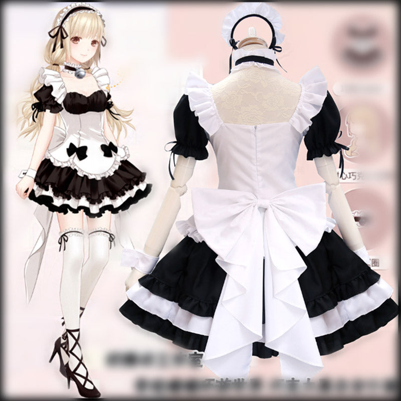 The maid wears a Lolita princess dress