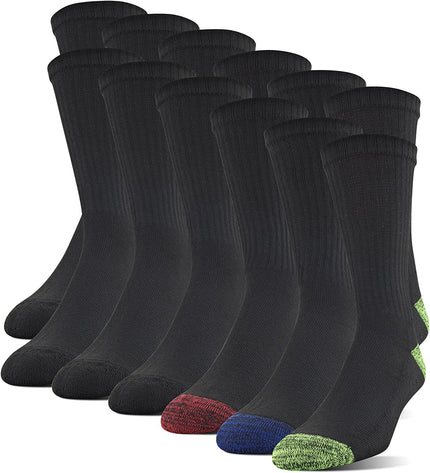 Men'S Polyester Half Cushion Crew Socks, 12-Pairs