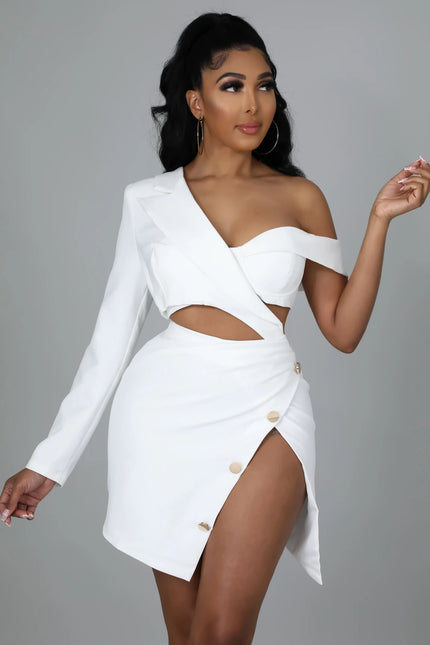 One-shoulder Slit Two-piece Straight Tribute Skirt
