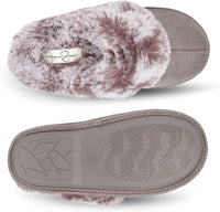 Thumbnail for Women'S Comfy Faux Fur House Slipper Scuff Memory Foam Slip on Anti-Skid Sole