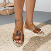 Women's Peep Toe Serpentine Wedges Sandals With Circle Design Casual Summer Shoes