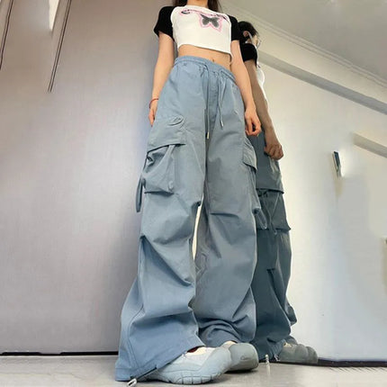 Women Y2K Cargo Pants High Waist Streetwear Hip Hop Trousers Female