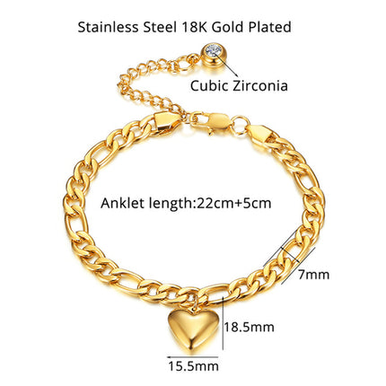 Anklet For Women Gold Color Stainless Steel Cuban Link Ankle Bracelets