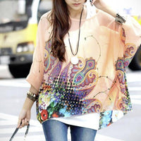 Thumbnail for Womens Paisley Print Chiffon Top