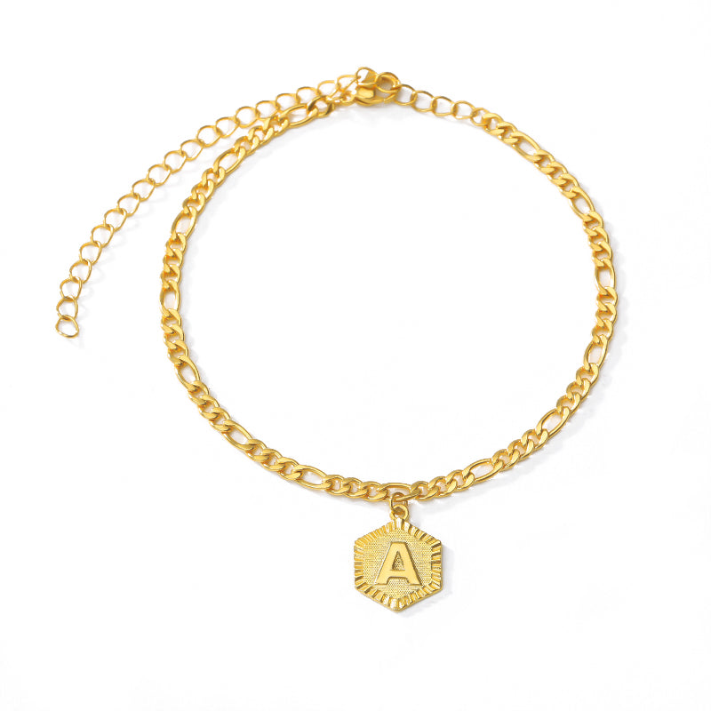 Dainty-A-Z-letter-Anklet-Hexagon-Shaped-Initial-Ankle-Bracelet-Stainless-Steel-Feet-Jewelry-Leg-Chain