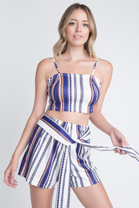 Thumbnail for Women's Unique Stripe Printed 2pc Set with Tie