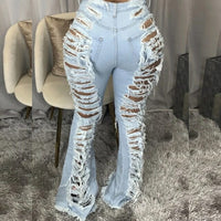 Thumbnail for Echoine Casual Loose Blue Jeans Hollow Out Wide Leg Denim Pants Women