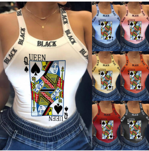 Fashion Women's Sexy Sling Print T Shirt Small Vest Top Summer Casual