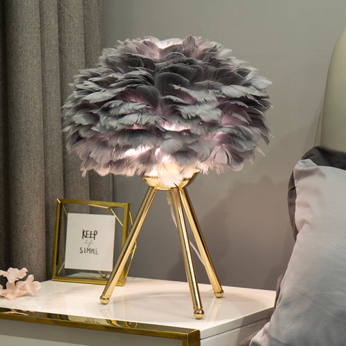 Feather Bedroom Table Lamp Modern Bedside Lamp Living Room Coffee Shop