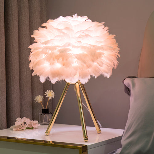 Feather Bedroom Table Lamp Modern Bedside Lamp Living Room Coffee Shop