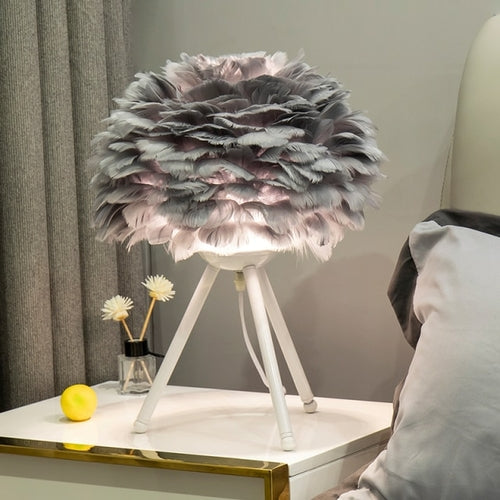 Feather Bedroom Table Lamp Modern Bedside Lamp Living Room Coffee Shop