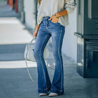 Thumbnail for Flare Jeans Women Vintage Denim Pants Fashion Stretch Pocket Trousers