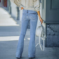 Thumbnail for Flare Jeans Women Vintage Denim Pants Fashion Stretch Pocket Trousers