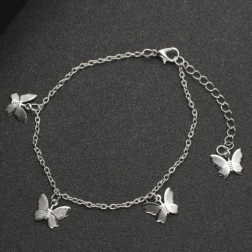 Crystal Butterfly Anklet For Women Foot Jewelry Summer Beach Barefoot