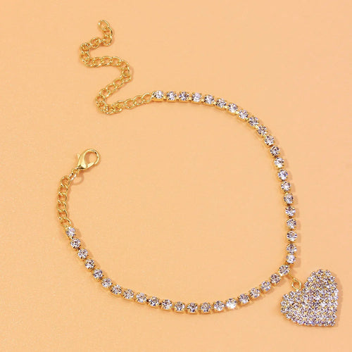 Stonefans Fashion Heart Rhinestone Anklets Wholesale Jewelry for Women