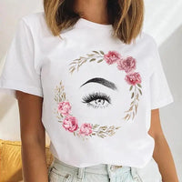 Thumbnail for Women Eyelash Beach Holiday Cute 2021 Female Short Sleeve Cartoon