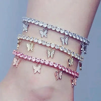 Thumbnail for Crystal Butterfly Anklet For Women Foot Jewelry Summer Beach Barefoot