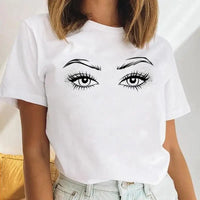 Thumbnail for Women Eyelash Beach Holiday Cute 2021 Female Short Sleeve Cartoon