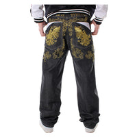 Thumbnail for Hiphop jeans streetwear Men's embroidery straight loose casual pants