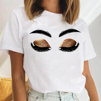 Thumbnail for Women Eyelash Beach Holiday Cute 2021 Female Short Sleeve Cartoon