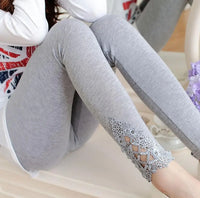 Thumbnail for LJCUIYAO Women Leggings Diamond Lace Hollow Out Fitness Elastic Waist