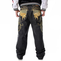 Thumbnail for Nanaco Mens Loose Jeans Wide Leg Fashion Embroidery Skateboarder Hip