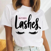 Thumbnail for Women Eyelash Beach Holiday Cute 2021 Female Short Sleeve Cartoon