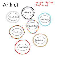 Thumbnail for 7Pcs/Set Bohemian Multicolor Beaded Chain Anklet Bracelet Set for