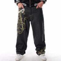 Thumbnail for Nanaco Mens Loose Jeans Wide Leg Fashion Embroidery Skateboarder Hip