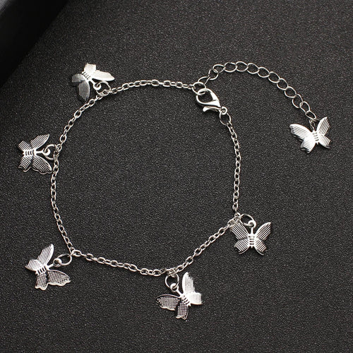 Crystal Butterfly Anklet For Women Foot Jewelry Summer Beach Barefoot