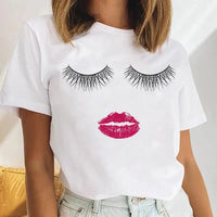 Thumbnail for Women Eyelash Beach Holiday Cute 2021 Female Short Sleeve Cartoon