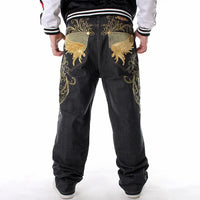 Thumbnail for Nanaco Mens Loose Jeans Wide Leg Fashion Embroidery Skateboarder Hip