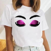 Thumbnail for Women Eyelash Beach Holiday Cute 2021 Female Short Sleeve Cartoon