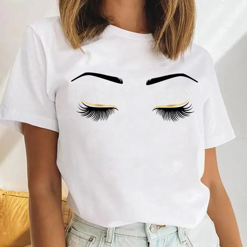 Women Eyelash Beach Holiday Cute 2021 Female Short Sleeve Cartoon