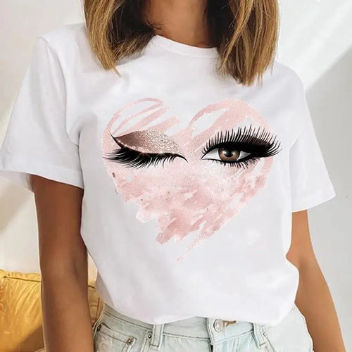 Women Eyelash Beach Holiday Cute 2021 Female Short Sleeve Cartoon